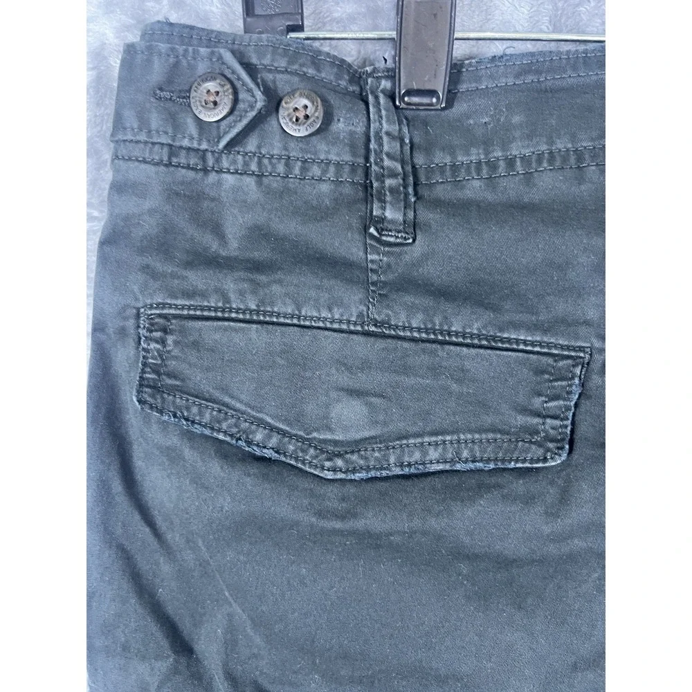 American Eagle Mens Black Cargo Pants Straight Leg Drawstring Ankle Size 34x29